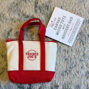 Trader Joe's Red Canvas Micro Tote with Grocery Bag